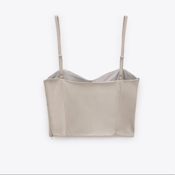 Tan Zara Faux leather crop top Tank top XS - Picture 5 of 13